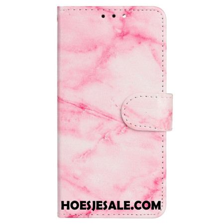 Leren Hoesje Voor Xiaomi Redmi Note 14 Pro 4g Roze Marmerpatroon