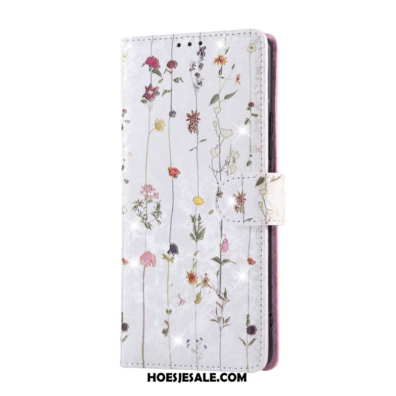 Leren Hoesje Voor Xiaomi Redmi Note 14 Pro 5g Rfid-blokkerend Bloemendesign