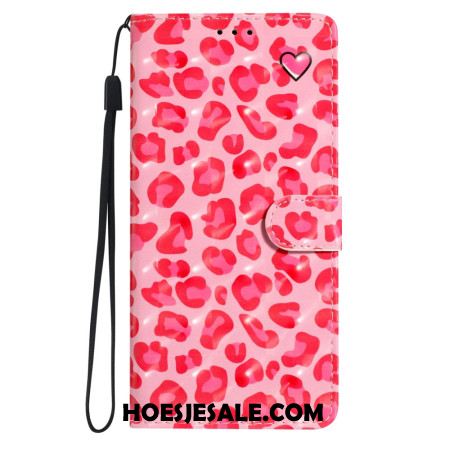 Leren Hoesje Voor Xiaomi Redmi Note 14 Pro Plus 5g Roze Luipaardpatroon 3d