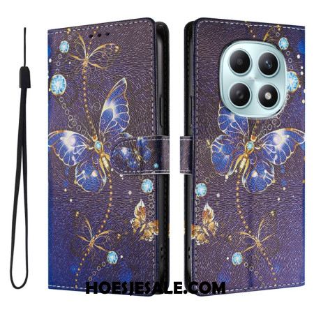 Leren Hoesje Voor Xiaomi Redmi Note 15 5g Blauwe Vlinder
