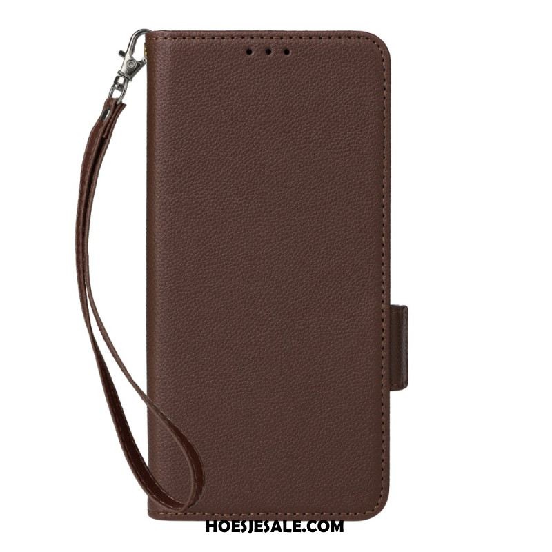 Leren Hoesje Voor Xiaomi Redmi Note 15 5g Lychee-textuur Met Bandje