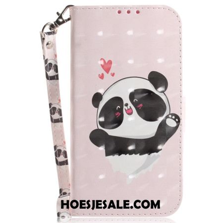 Leren Hoesje Voor Xiaomi Redmi Note 15 Pro Plus 5g Panda Love Met Sleutelkoord