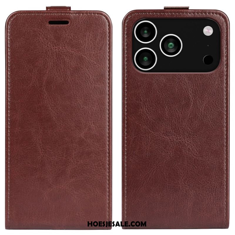 Leren Hoesje Voor iPhone 17 Pro Verticaal Flip-systeem