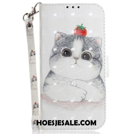 Leren Hoesje Xiaomi 15 Sleutelkoord Met Schattige Kat