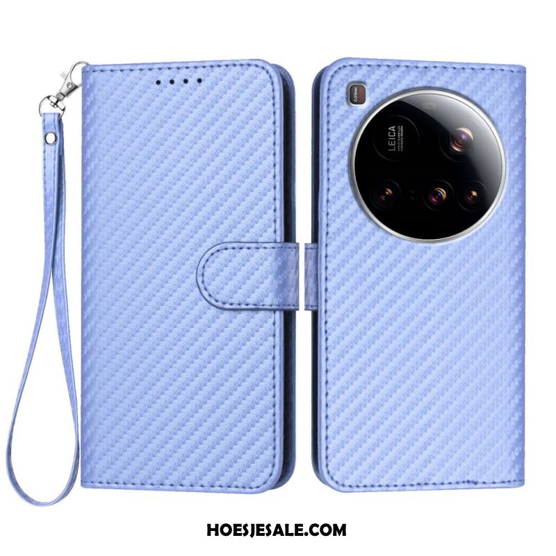 Leren Hoesje Xiaomi 15 Ultra Gestructureerde Koolstofvezel Bescherming Hoesje