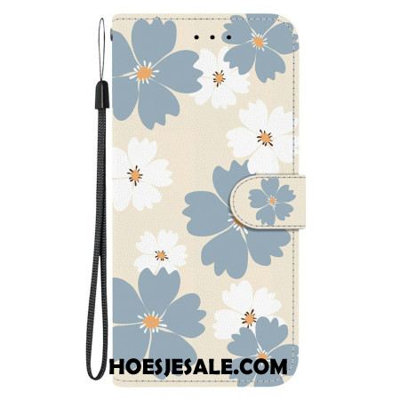 Leren Hoesje Xiaomi 15t Blauw-witte Madeliefjes Bescherming Hoesje