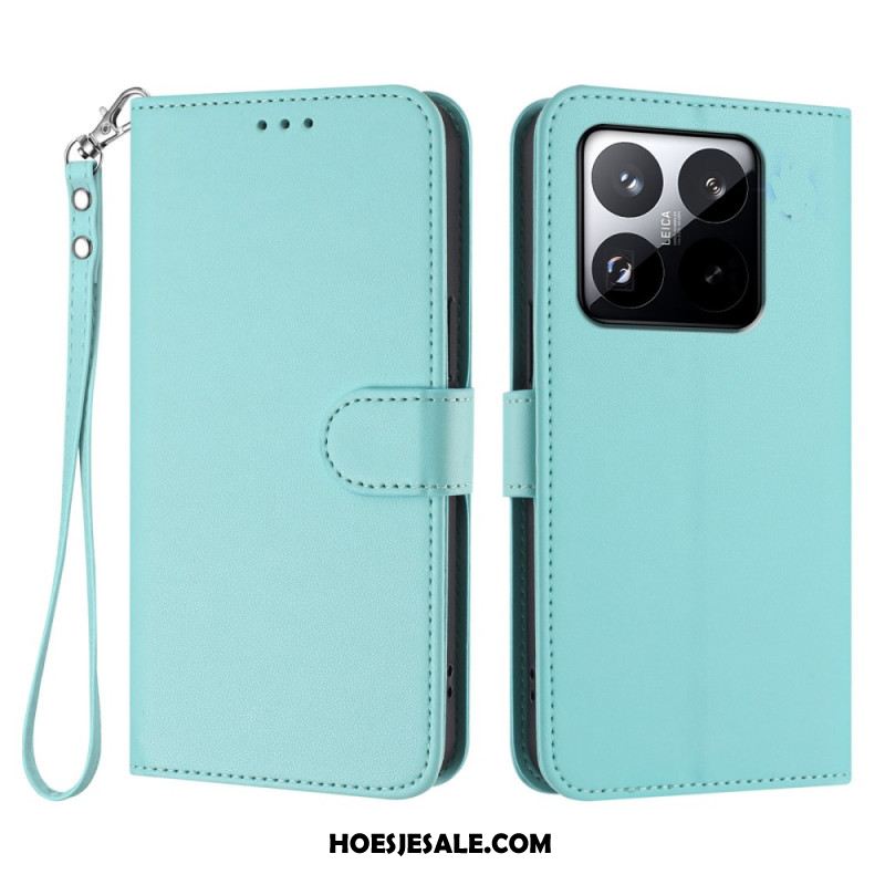 Leren Hoesje Xiaomi 15t Effen Met Bandje Bescherming Hoesje