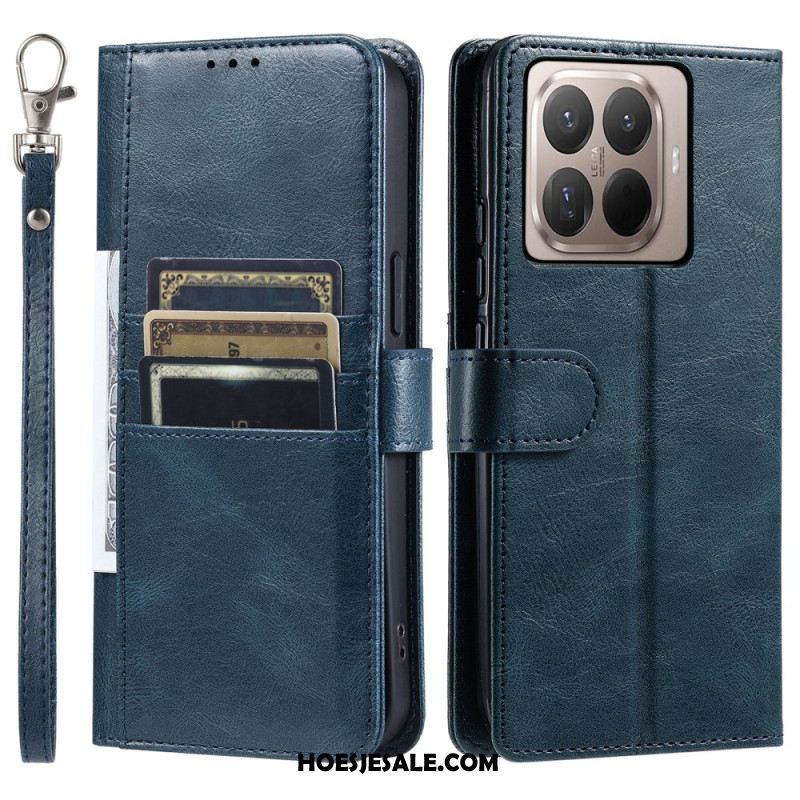 Leren Hoesje Xiaomi 15t Pro 6 Kaartsleuven En Koord Bescherming Hoesje