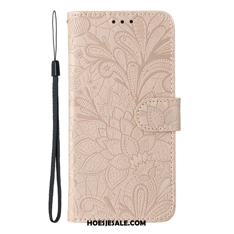 Leren Hoesje Xiaomi 17 Bloemenkantpatroon Bescherming Hoesje