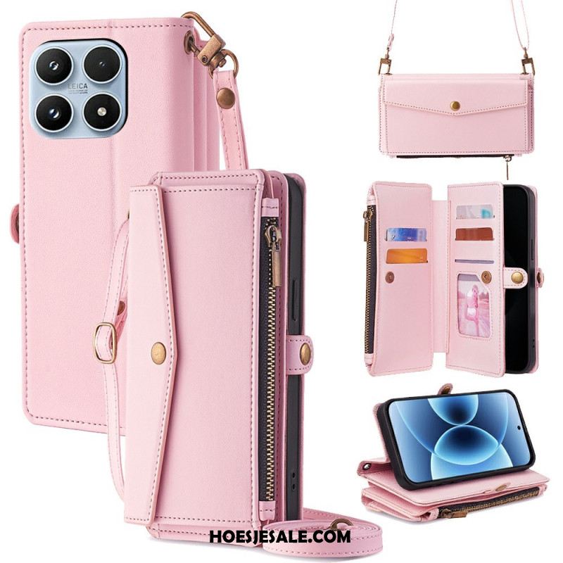 Leren Hoesje Xiaomi 17 Portemonnee Met Schouderband En Koord Bescherming Hoesje