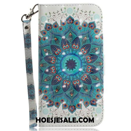 Leren Hoesje Xiaomi Redmi Note 13 Pro Plus 5g Groene Mandala Met Riempje