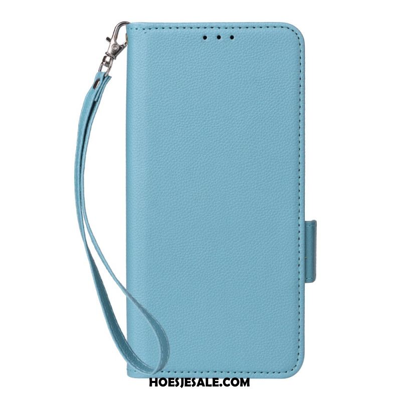 Leren Hoesje Xiaomi Redmi Note 14 5g Lychee Textuur Met Bandje Bescherming Hoesje