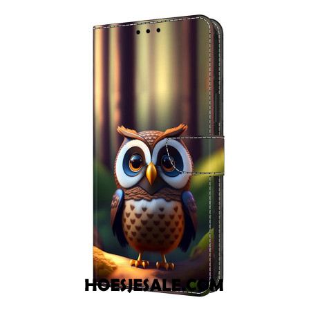 Leren Hoesje Xiaomi Redmi Note 14 Pro 4g Bruine Uil Bescherming Hoesje