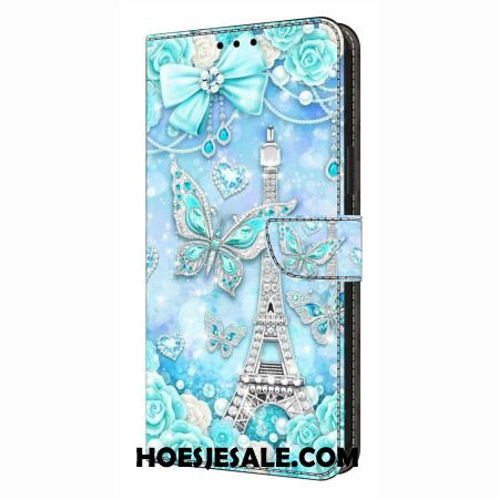 Leren Hoesje Xiaomi Redmi Note 14 Pro 4g Eiffeltoren En Diamanten
