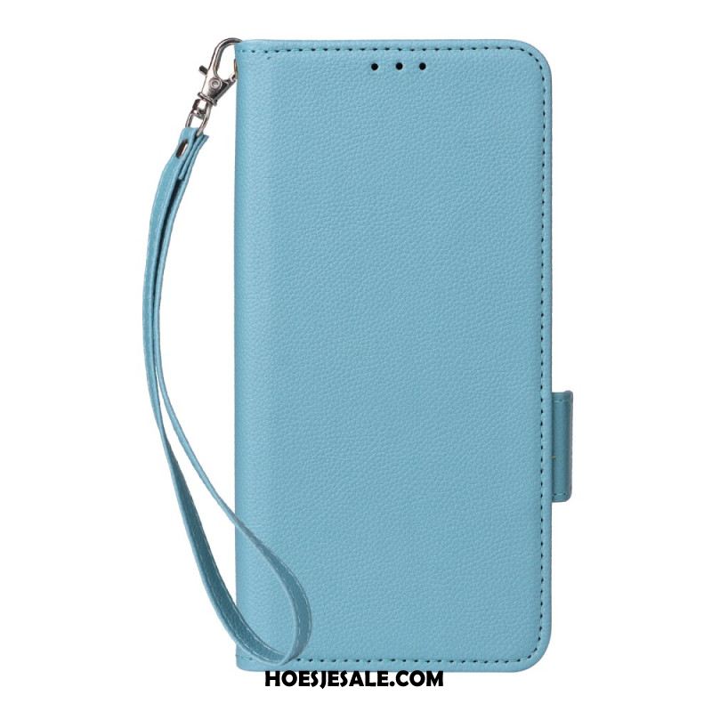 Leren Hoesje Xiaomi Redmi Note 14 Pro 4g Lychee Kunstleren Bandje Bescherming Hoesje