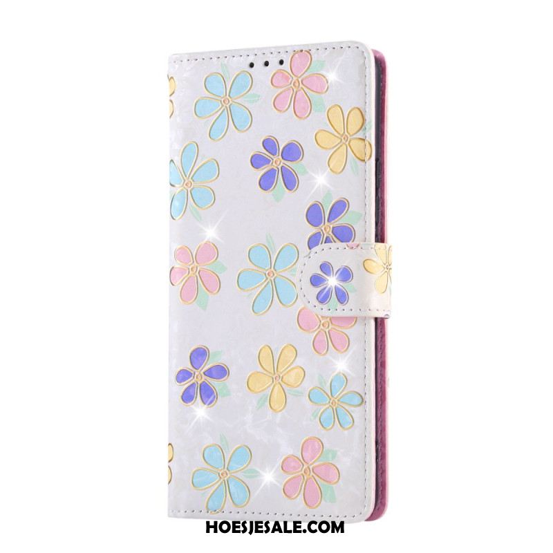 Leren Hoesje Xiaomi Redmi Note 14 Pro 4g Rfid-blokkerend Bloemenpatroon Bescherming Hoesje