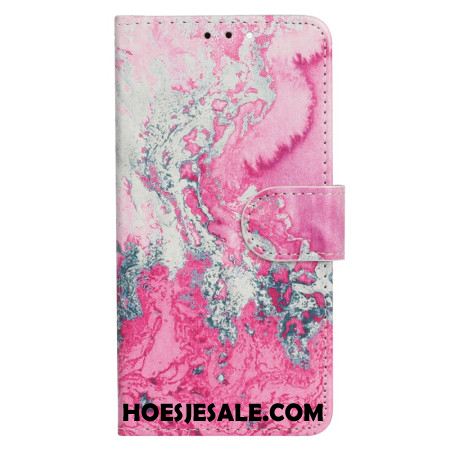 Leren Hoesje Xiaomi Redmi Note 14 Pro 4g Roze Marmer