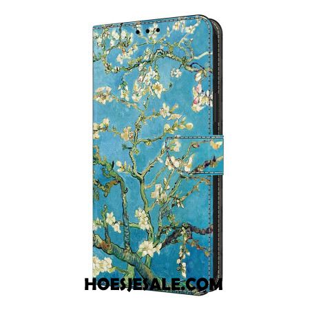 Leren Hoesje Xiaomi Redmi Note 14 Pro 4g Witte Takken Bescherming Hoesje