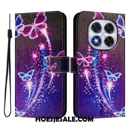 Leren Hoesje Xiaomi Redmi Note 14 Pro Plus 5g Feestelijk Vlinderpatroon Bescherming Hoesje