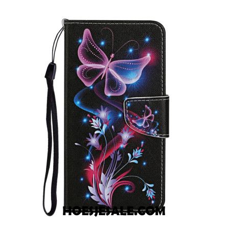 Leren Hoesje Xiaomi Redmi Note 14 Pro Plus 5g Gloeiende Vlinders