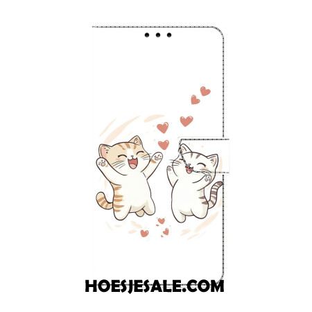 Leren Hoesje Xiaomi Redmi Note 15 5g Leuke Katten Bescherming Hoesje