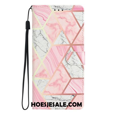 Leren Hoesje Xiaomi Redmi Note 15 5g Roze Marmer