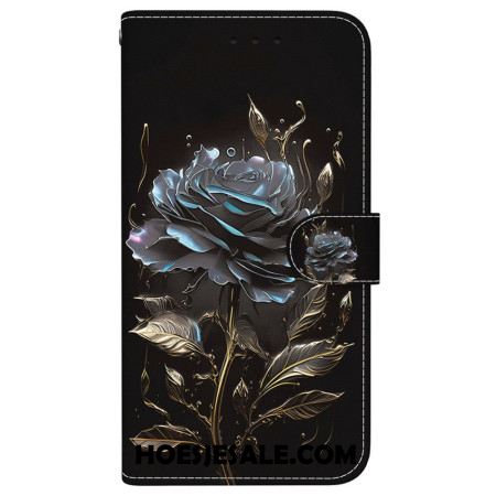 Leren Hoesje Xiaomi Redmi Note 15 5g Zwarte Roos Bescherming Hoesje