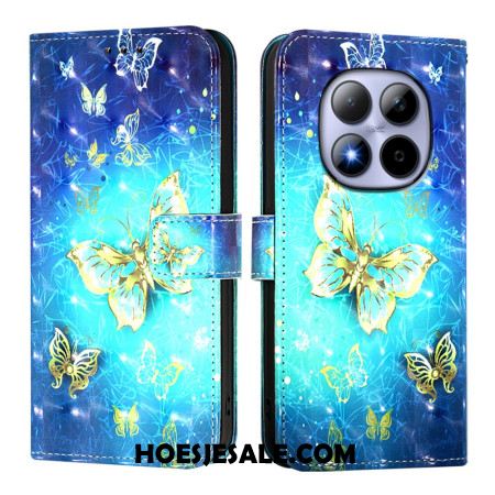 Leren Hoesje Xiaomi Redmi Note 15 Pro 5g Gouden Vlinders