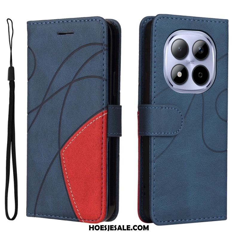 Leren Hoesje Xiaomi Redmi Note 15 Pro 5g Tweekleurig Golvend Bescherming Hoesje