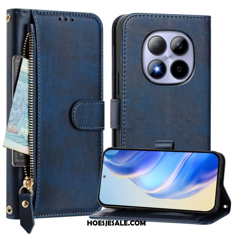 Leren Hoesje Xiaomi Redmi Note 15 Pro 5g Vak Met Rits En Meerdere Kaartsleuven Bescherming Hoesje