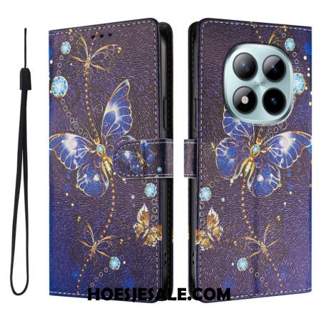 Leren Hoesje Xiaomi Redmi Note 15 Pro Plus 5g Kostbare Vlinders Bescherming Hoesje