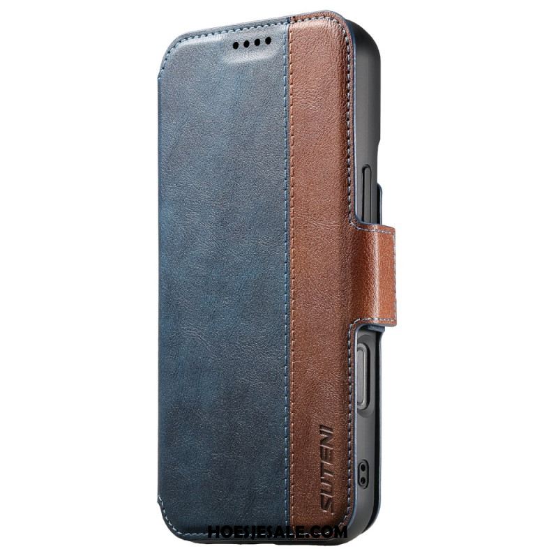 Leren Hoesje iPhone 17 Magsafe Tweekleurig Gestructureerd Leer Bescherming Hoesje