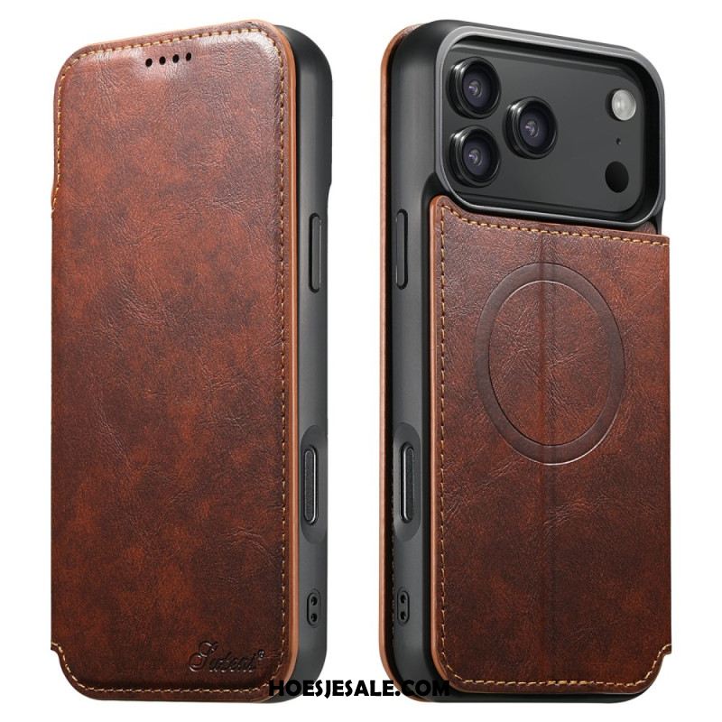 Leren Hoesje iPhone 17 Pro Magsafe-compatibel Leer Effect Bescherming Hoesje