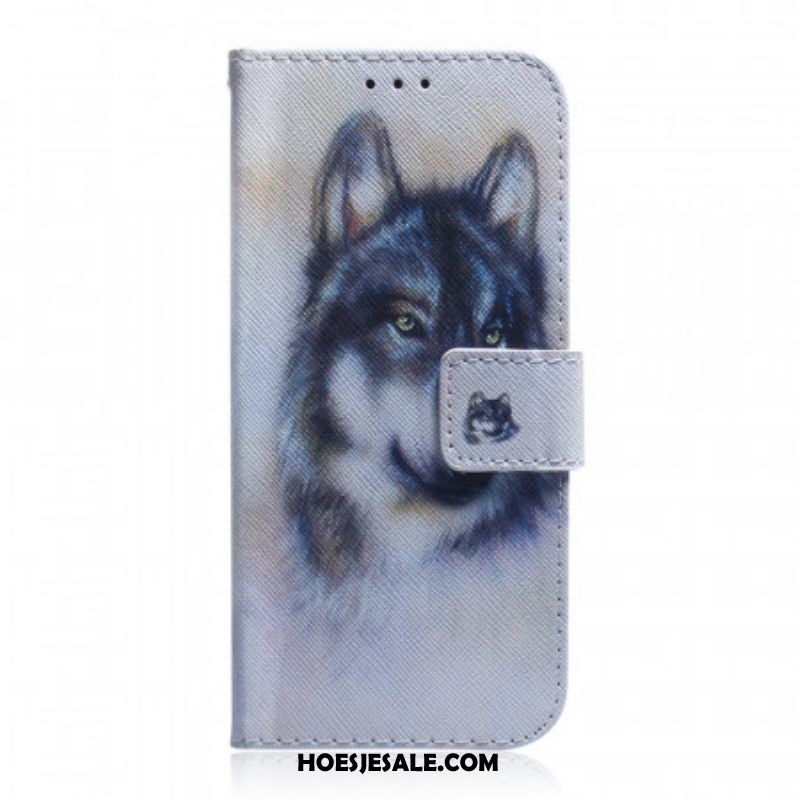 Leren Hoesje voor OnePlus Nord CE 2 5G Wolf Schilderij