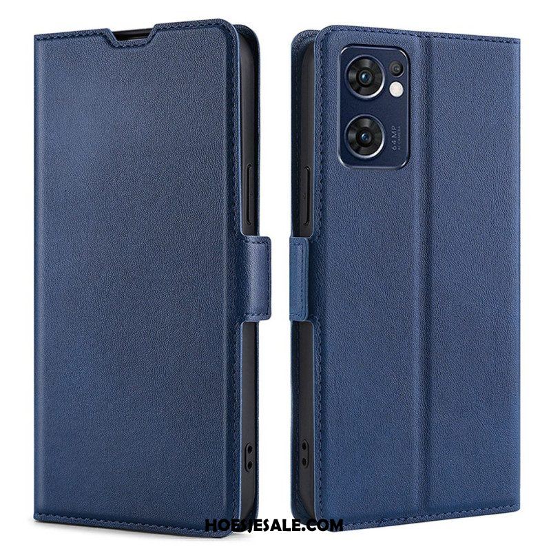 Leren Hoesje voor Oppo Find X5 Lite Folio-hoesje Flap Dubbel Ontwerp