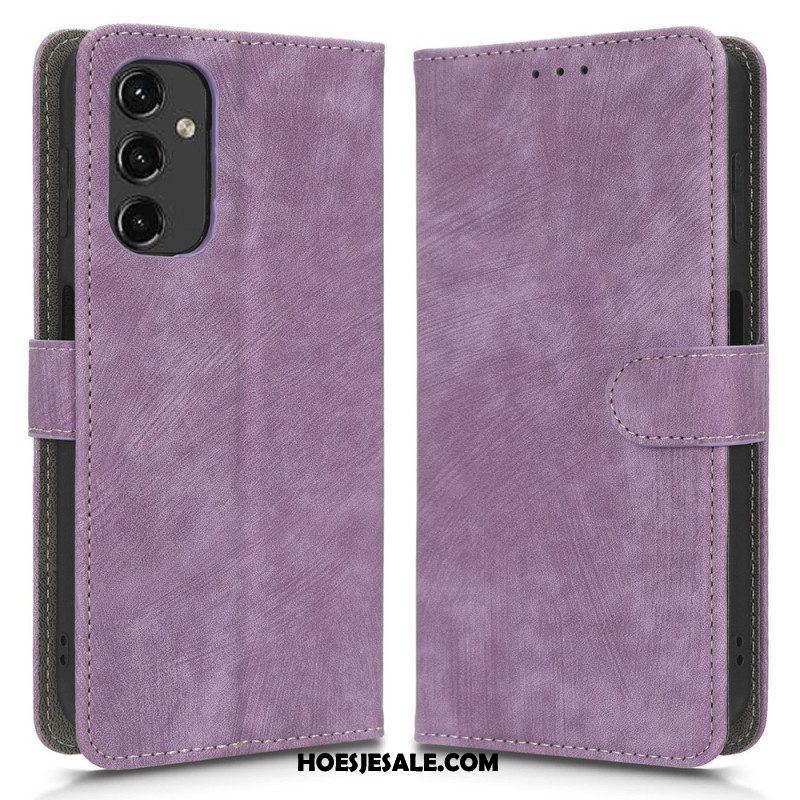 Leren Hoesje voor Samsung Galaxy A14 / A14 5G Geborstelde Koolstofvezel