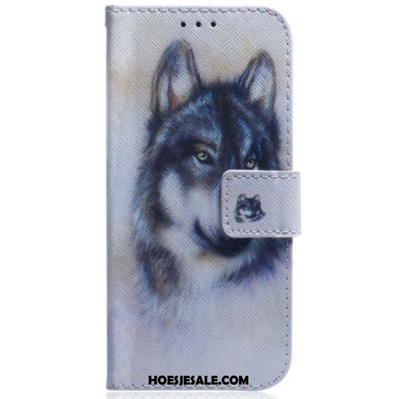 Leren Hoesje voor Samsung Galaxy M13 Met Ketting Strappy Aquarel Hond