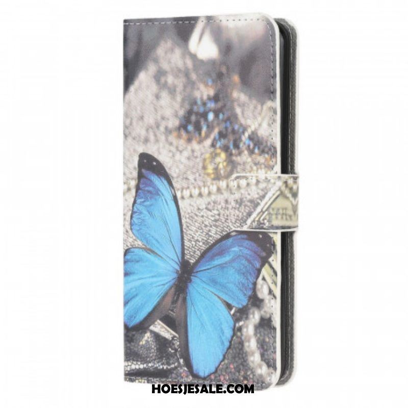 Leren Hoesje voor Samsung Galaxy M53 5G Blauwe Vlinder