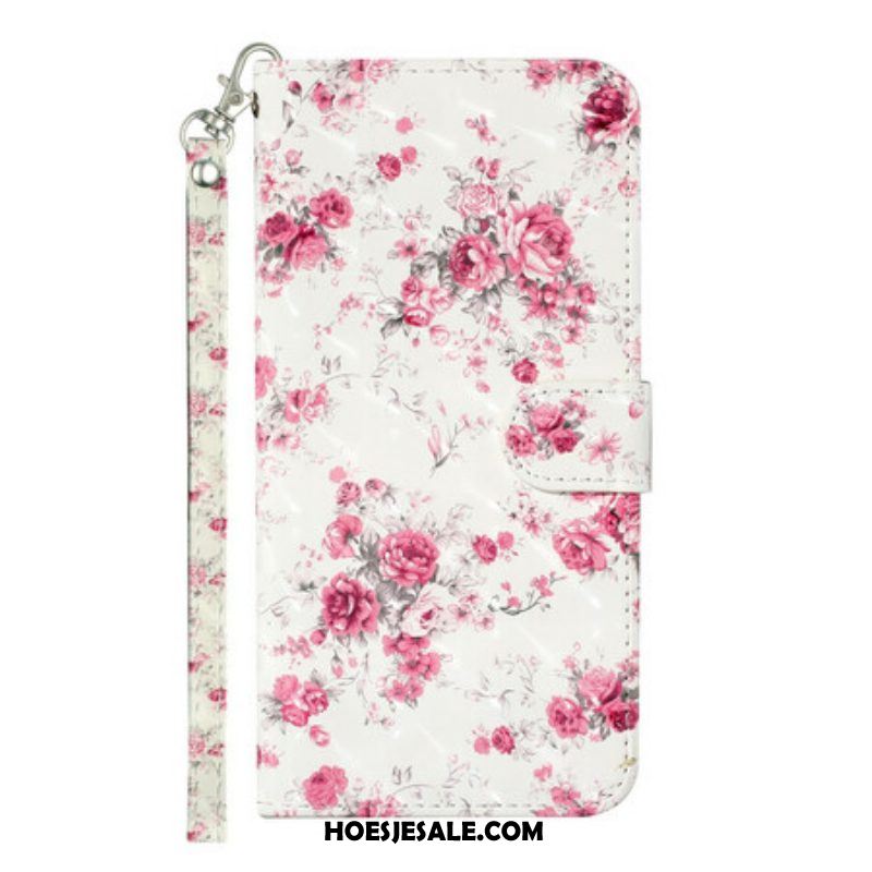 Leren Hoesje voor Samsung Galaxy S21 5G Met Ketting Band Lichtvlek Bloemen