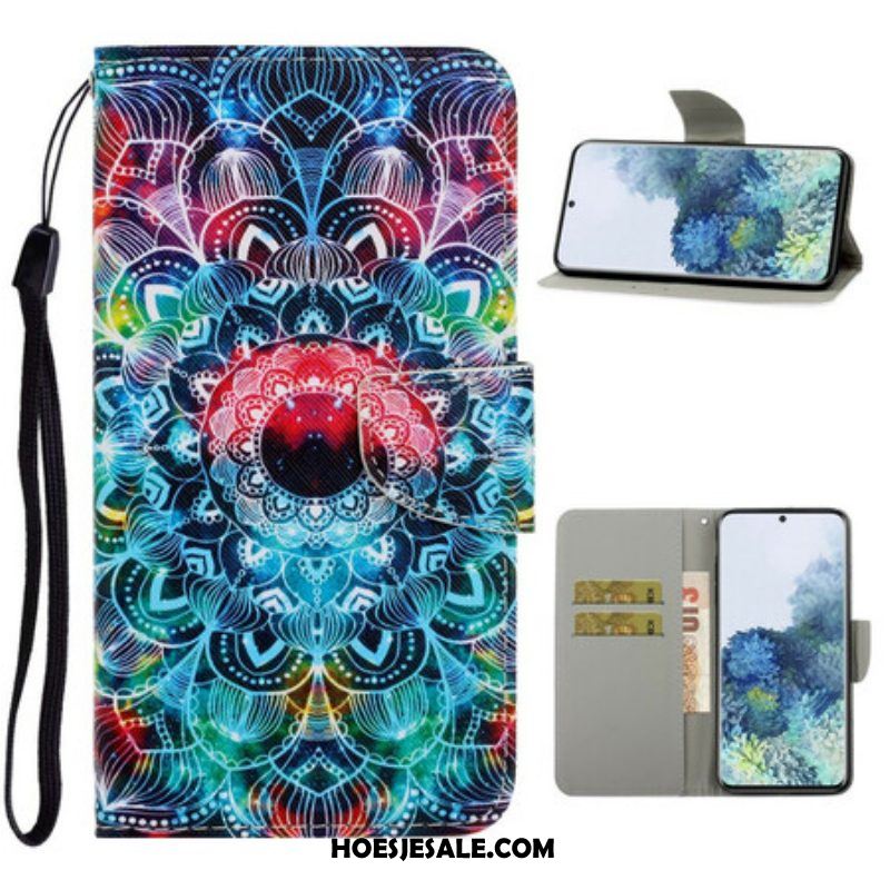 Leren Hoesje voor Samsung Galaxy S21 5G Met Ketting Flitsende Strappy Mandala