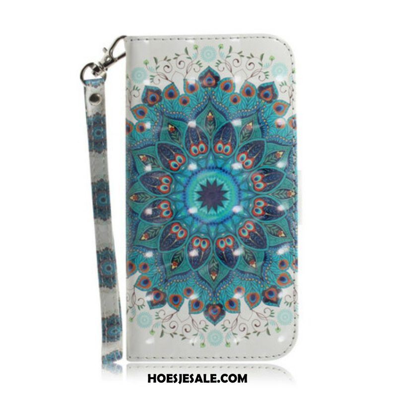 Leren Hoesje voor Samsung Galaxy S21 5G Met Ketting Meesterlijke Mandala Met Riem