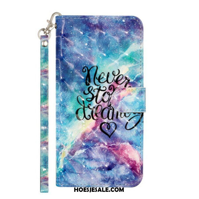 Leren Hoesje voor Samsung Galaxy S21 5G Stop Nooit Met Lanyard