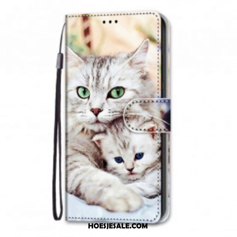 Leren Hoesje voor Samsung Galaxy S21 Ultra 5G Katten Familie