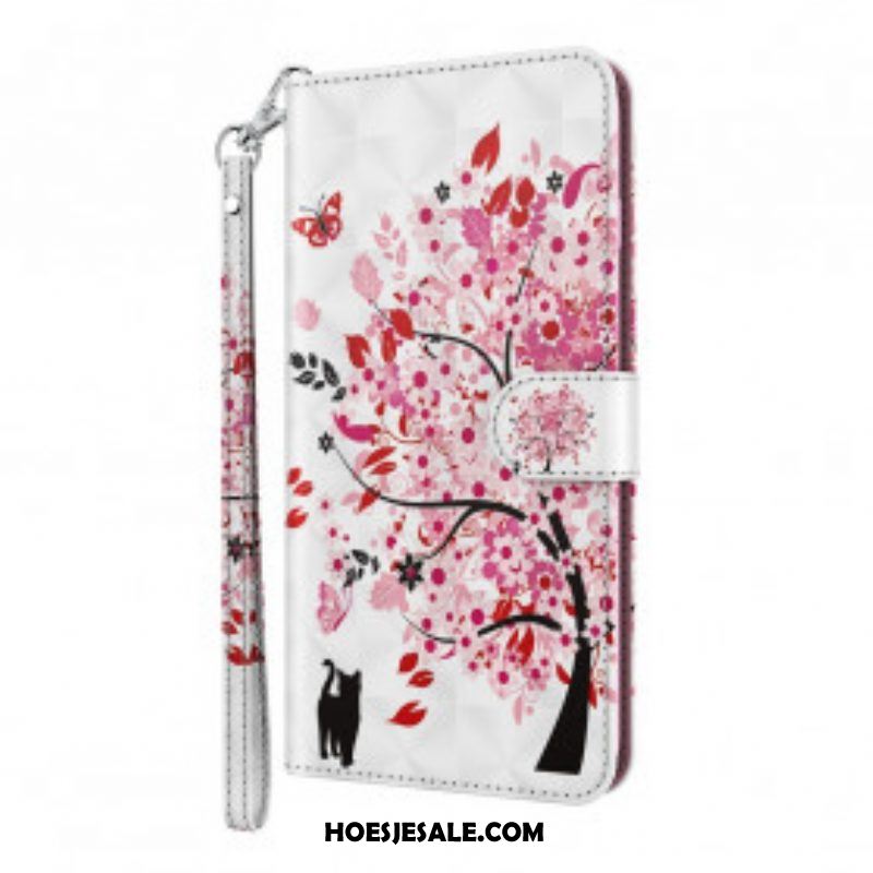 Leren Hoesje voor Samsung Galaxy S21 Ultra 5G Roze Boom