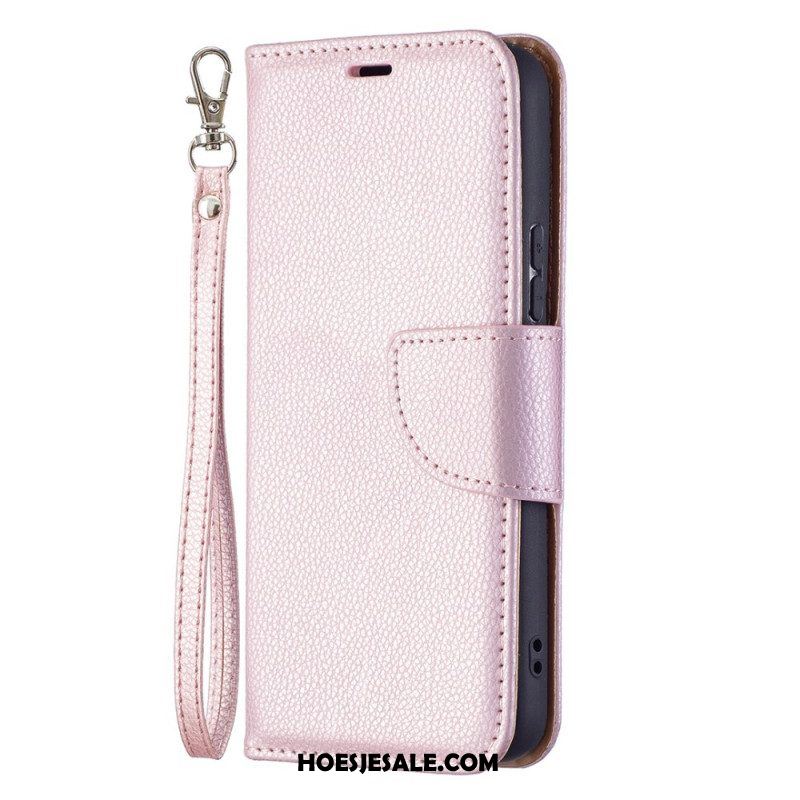 Leren Hoesje voor Samsung Galaxy S22 5G Folio-hoesje Lychee Rabat Schuin