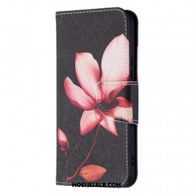 Leren Hoesje voor Samsung Galaxy S22 5G Roze Bloem