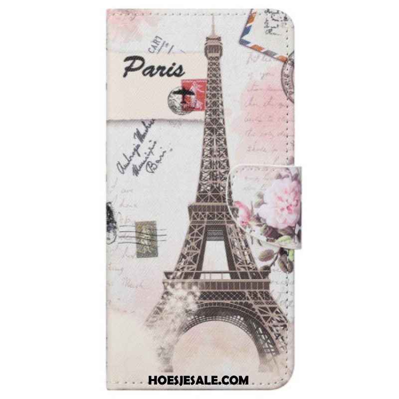 Leren Hoesje voor Samsung Galaxy S23 5G Vintage Eiffeltoren