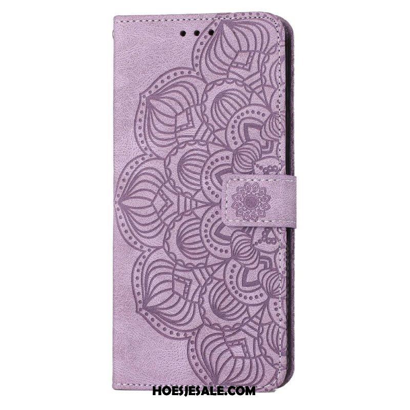 Leren Hoesje voor Samsung Galaxy S23 Plus 5G Met Ketting Strakke Mandala