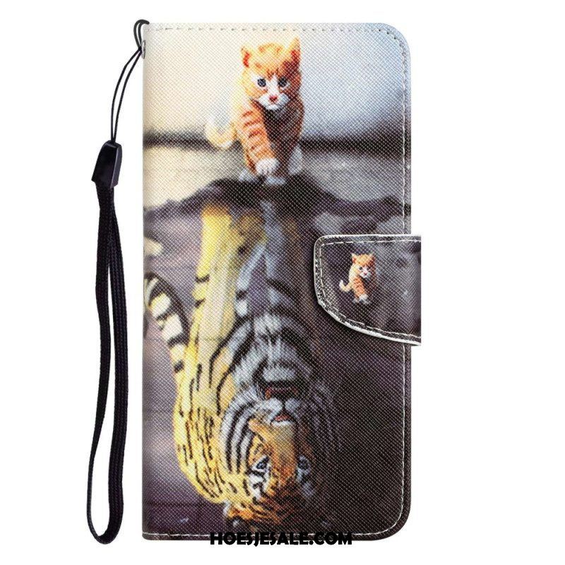 Leren Hoesje voor Samsung Galaxy S23 Ultra 5G Met Ketting Alleen Stringkatten