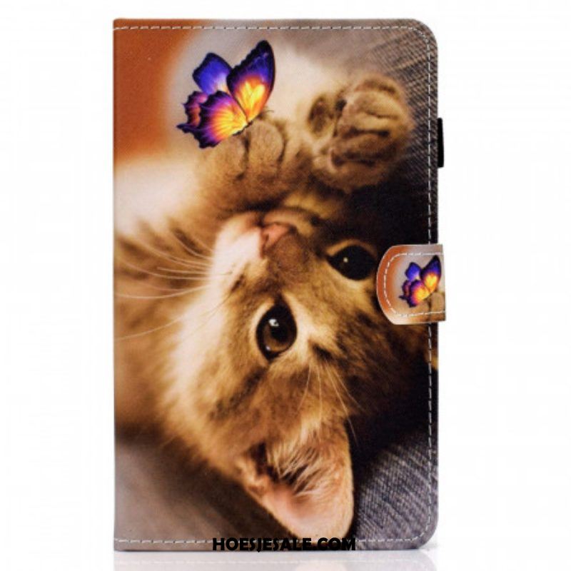 Leren Hoesje voor Samsung Galaxy Tab A8 (2021) Mijn Kitten En Vlinder